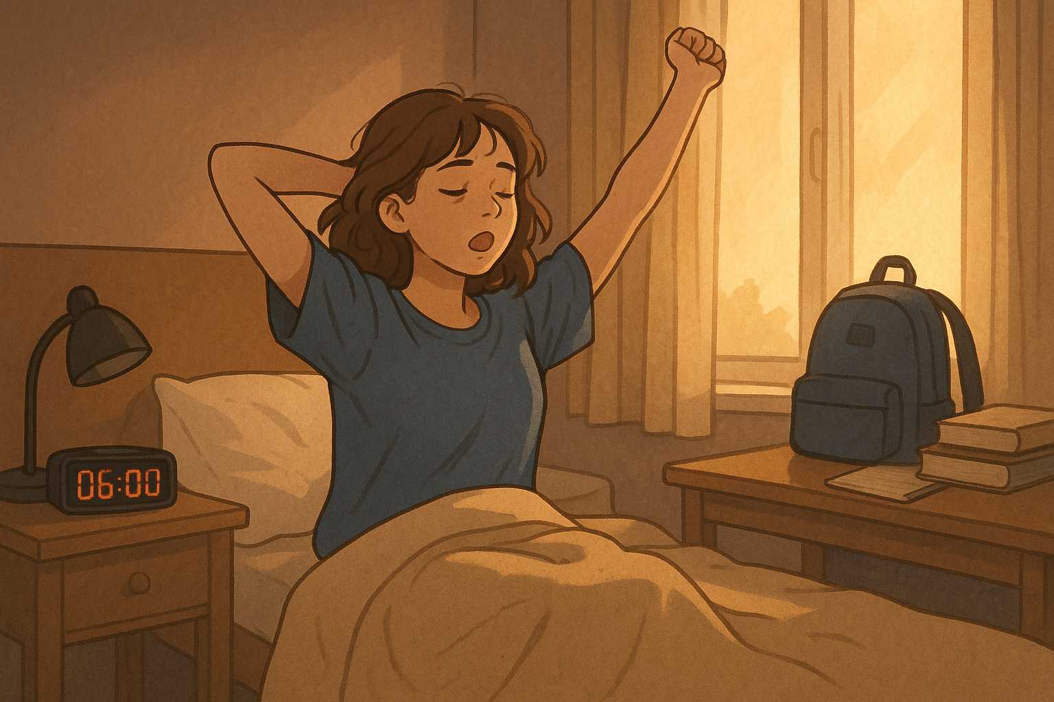 Acordando 6h da manhã para estudar